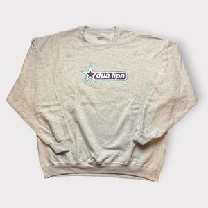 Dua‎ Lipa Official Merchandise Star Graphic Crewneck Sweatshirt Gray 2XL
